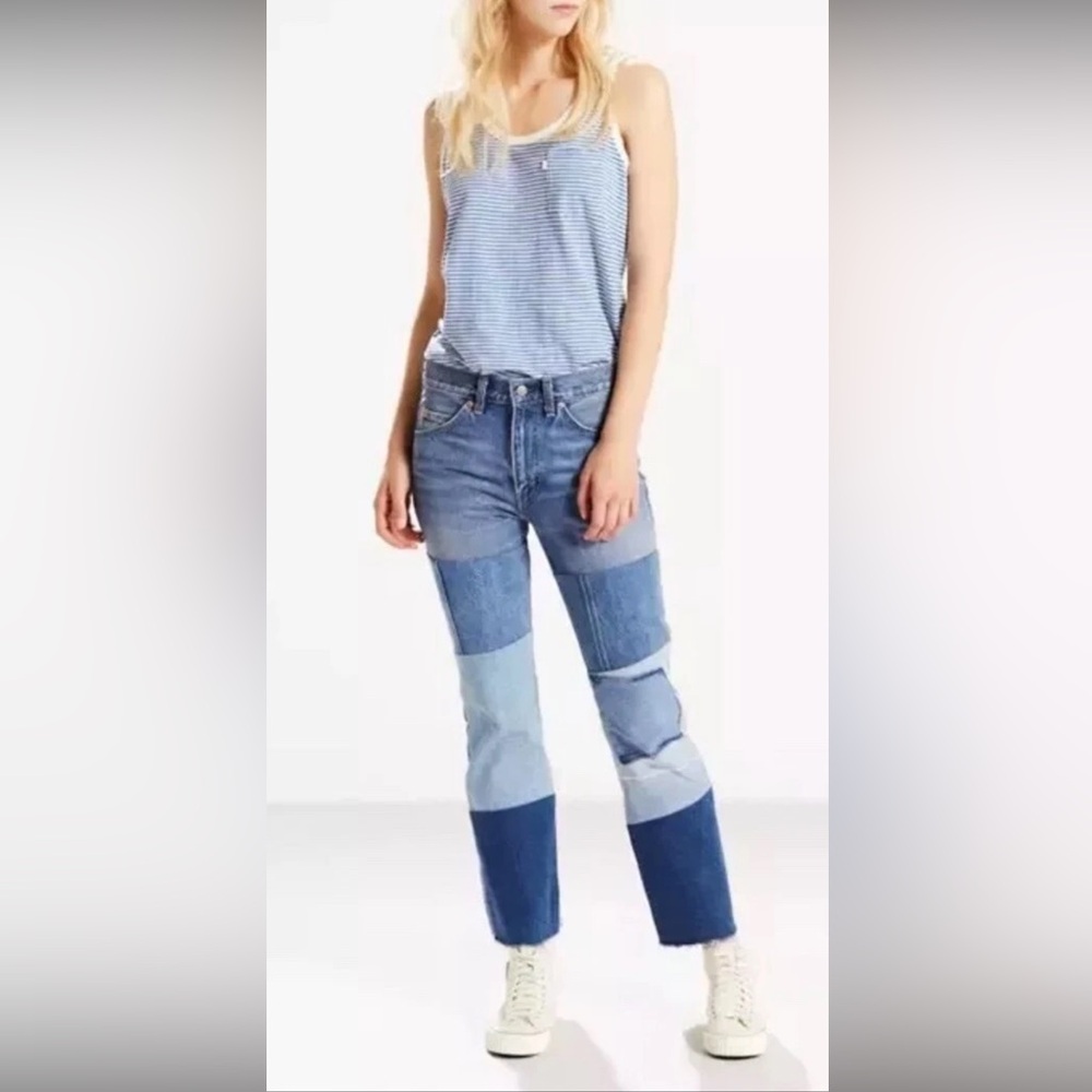 Levi’s 517 Patchwork Cropped Bootcut Jeans High R… - image 1